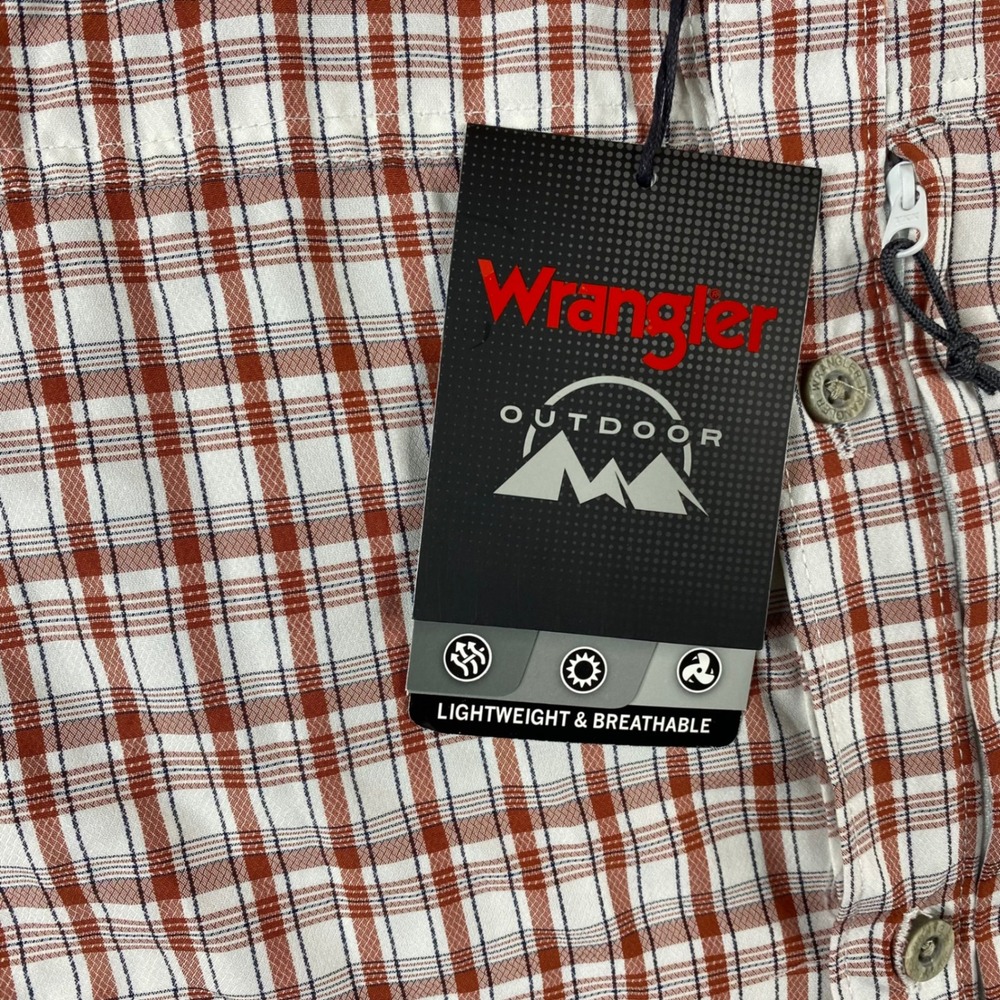 Wrangler Outdoor Mens Tall XLT Plaid Lightweight Breathable Button Down Shirt - Picture 6 of 16